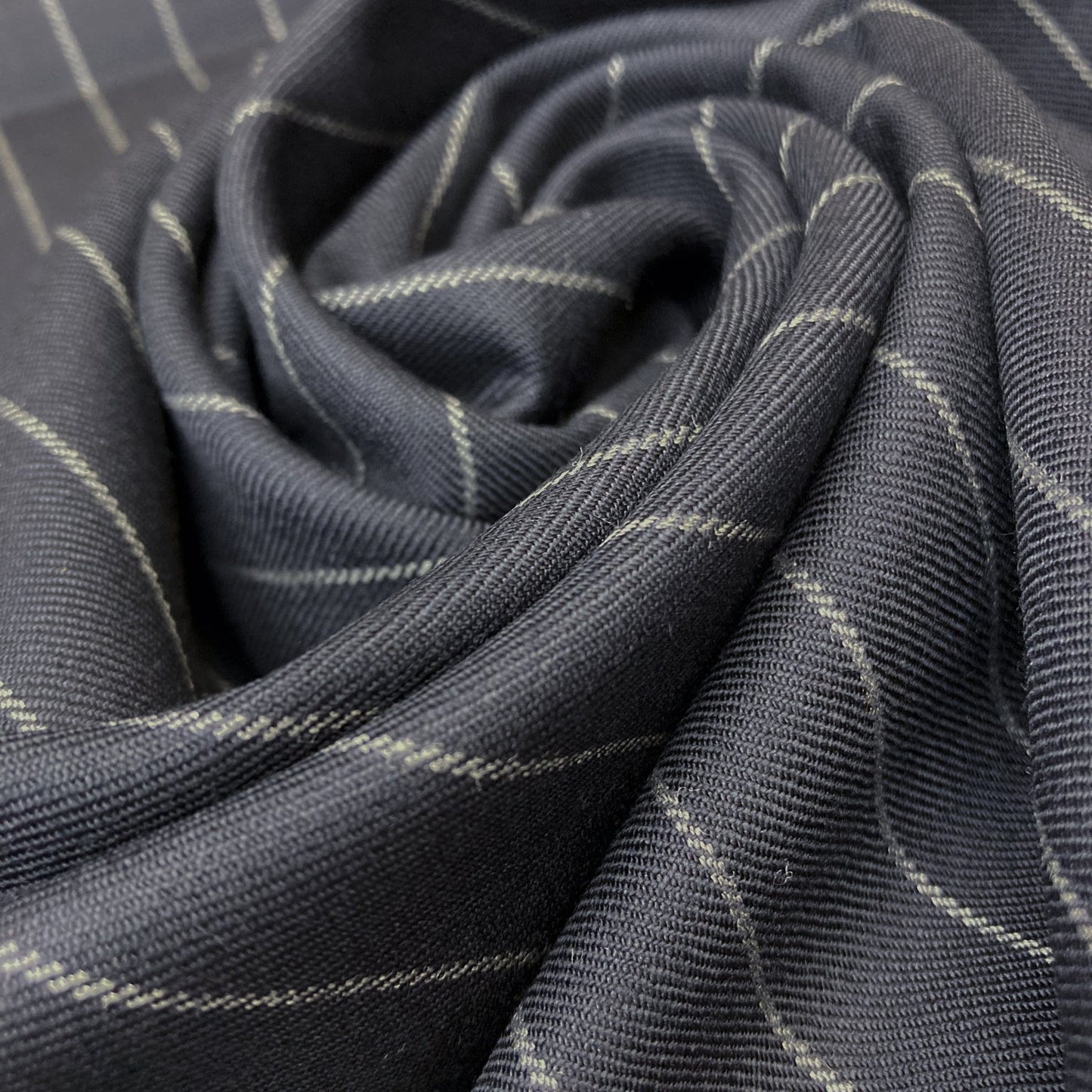 2nd Hand: Dark Navy Pinstripe Wool Suiting