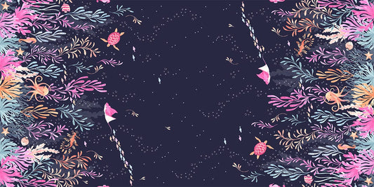 Dashwood Studio Quilting Cotton 'Coral Coast' Seascape - Double Border