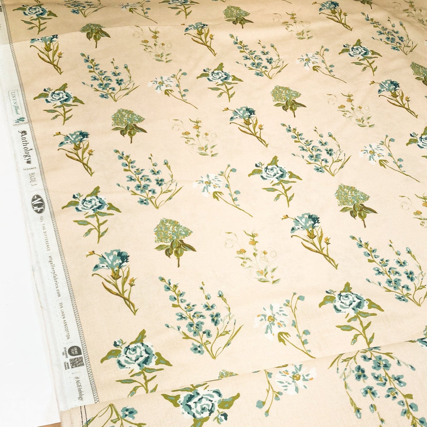 Art Gallery Fabrics 'Anthology' Linen Blend 'Garden Study Fresh'