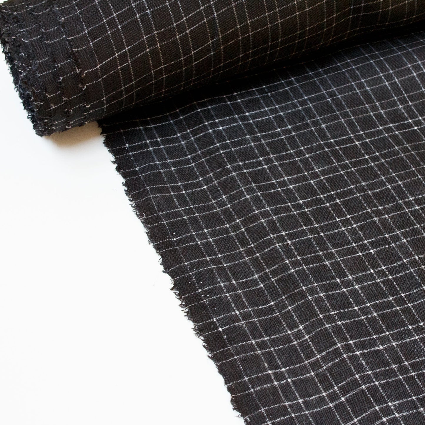 45cm Piece Designer Deadstock: Linen & Viscose Mix Check
