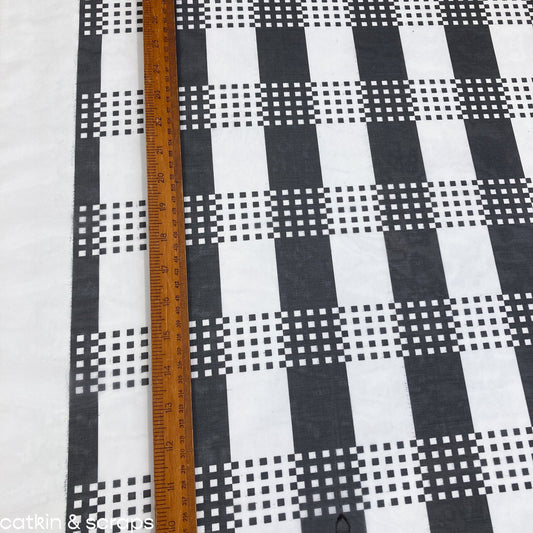 Designer Deadstock: Organza with Black and White Geometric Design