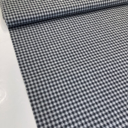 Brushed Cotton Flannel Small Grey Gingham Check