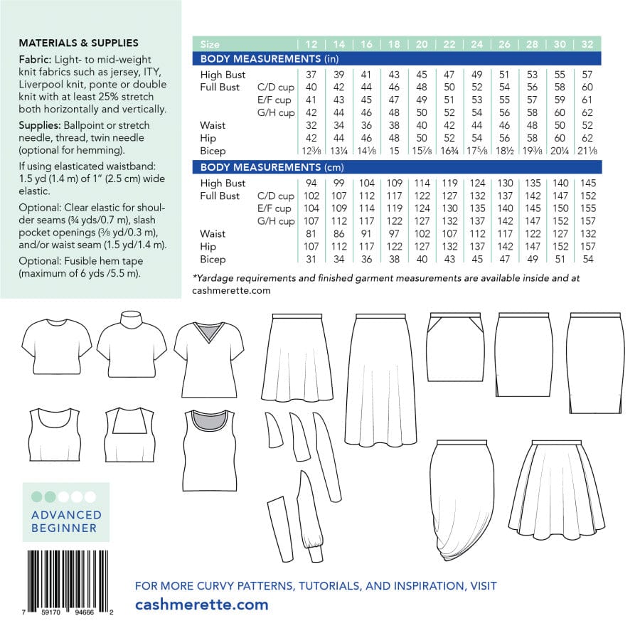 Cashmerette: Grafton Dress, Top & Skirt Mix & Match Pack