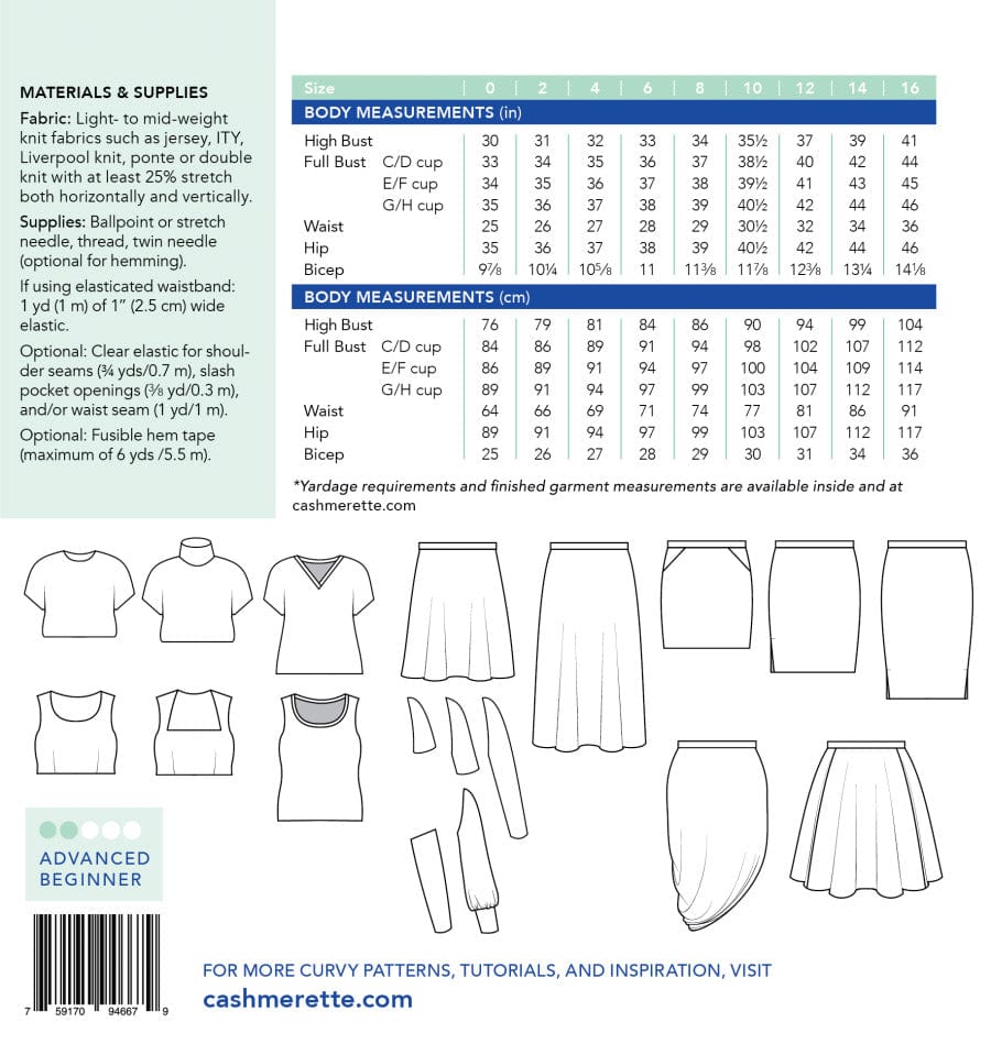 Cashmerette: Grafton Dress, Top & Skirt Mix & Match Pack