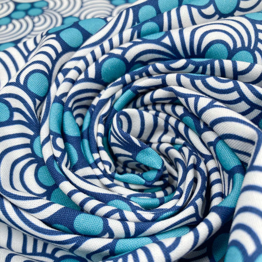 Cloud 9 Organic 'Ocean Motion' Quilting Cotton '2824 D'