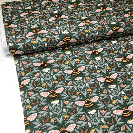 Cloud 9 Organic 'Honey Garden' Quilting Cotton 'Bee-utiful' in Jade