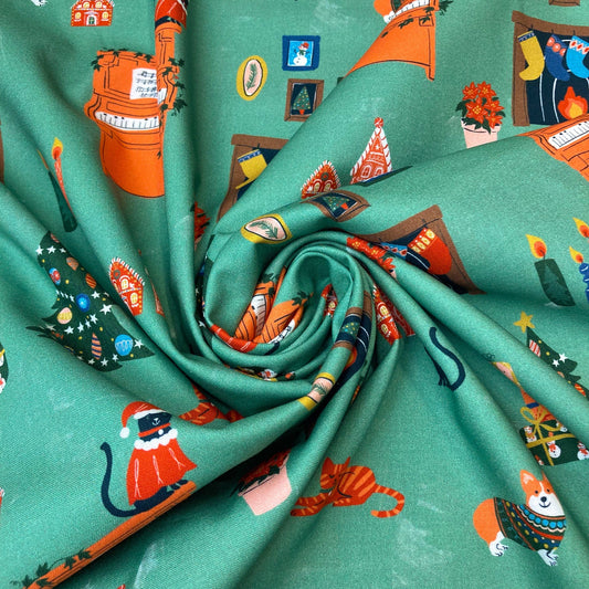 Cloud 9 Organic 'Tinsel Time' Quilting Cotton 'Festive Vignettes'