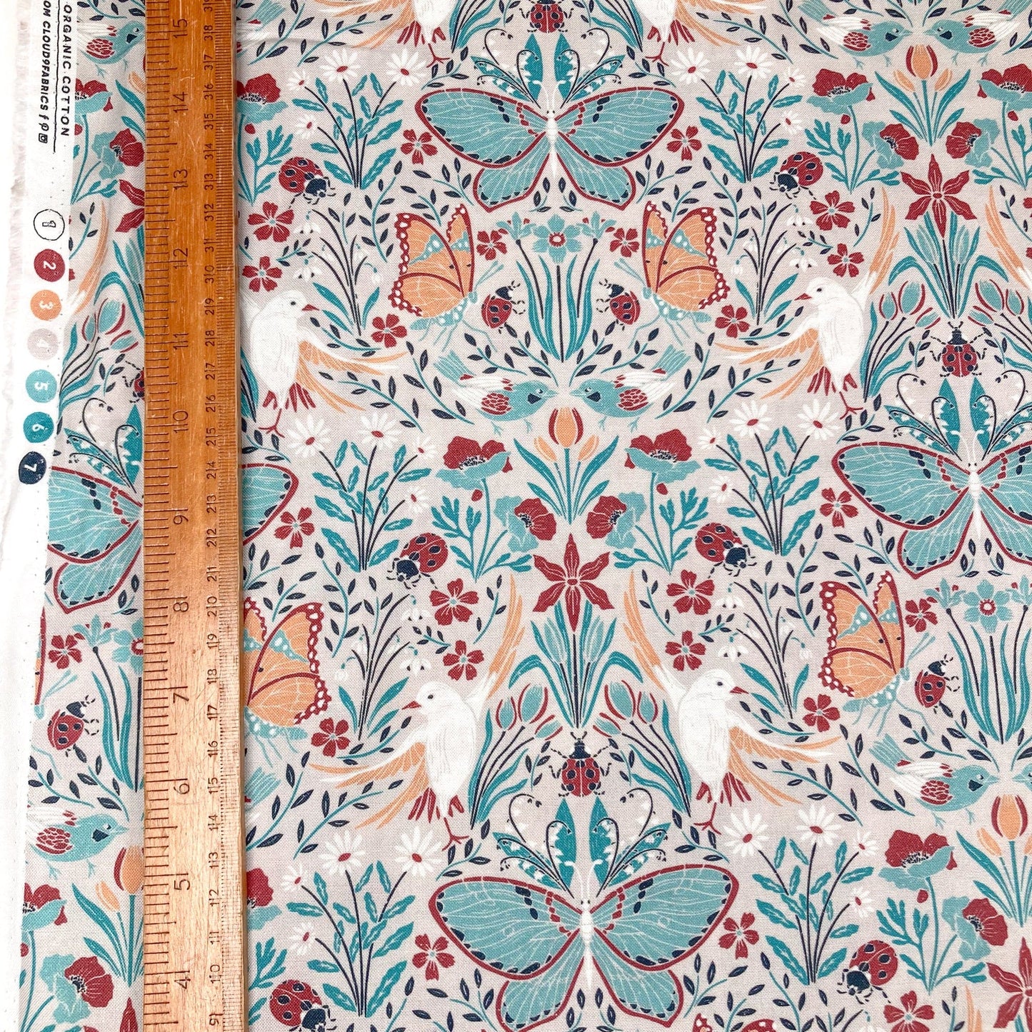 Cloud 9 Organic 'Eventide' Quilting Cotton 'Meadow' in Grey