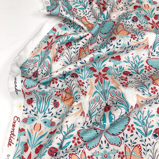 Cloud 9 Organic 'Eventide' Quilting Cotton 'Meadow' in Grey