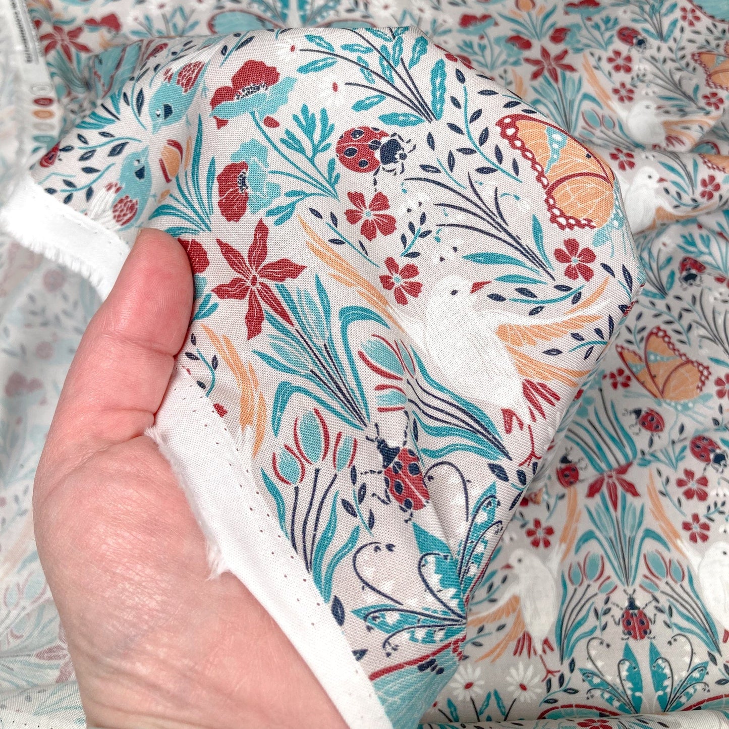 Cloud 9 Organic 'Eventide' Quilting Cotton 'Meadow' in Grey