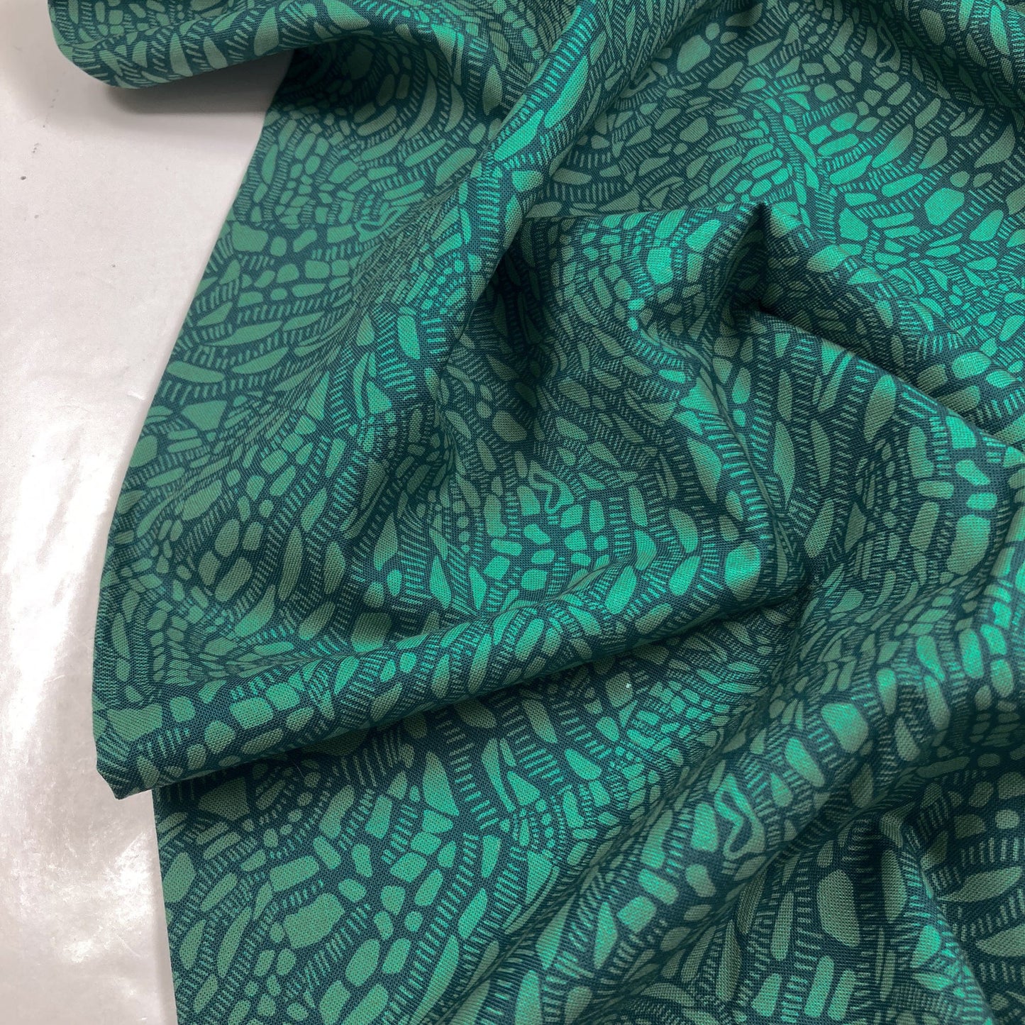 Cloud 9 Organic 'Seashell Symphony' Quilting Cotton 'Neverending' in Teal Green