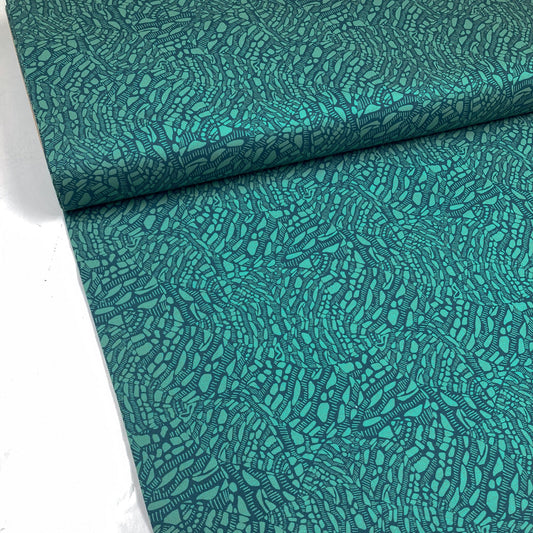 Cloud 9 Organic 'Seashell Symphony' Quilting Cotton 'Neverending' in Teal Green