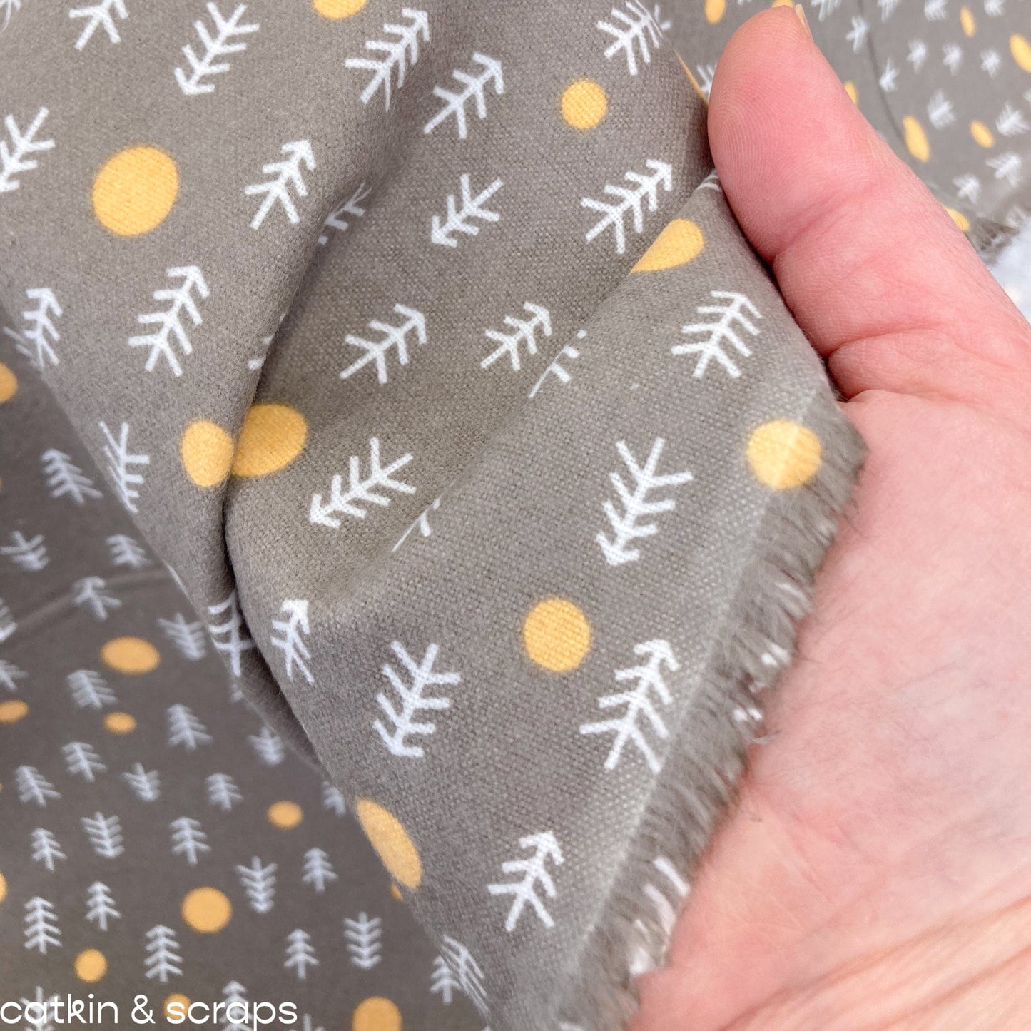 Cloud 9 Organic Brushed Cotton 'Grey Trees'