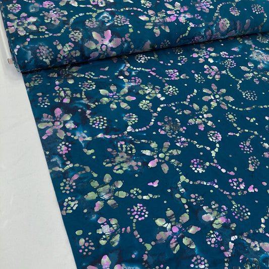 Fabric Freedom Cotton Batik 'Indigo Floral'