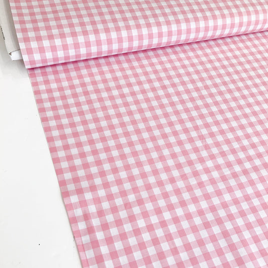 Cotton Gingham in Pink and White 1 cm Check