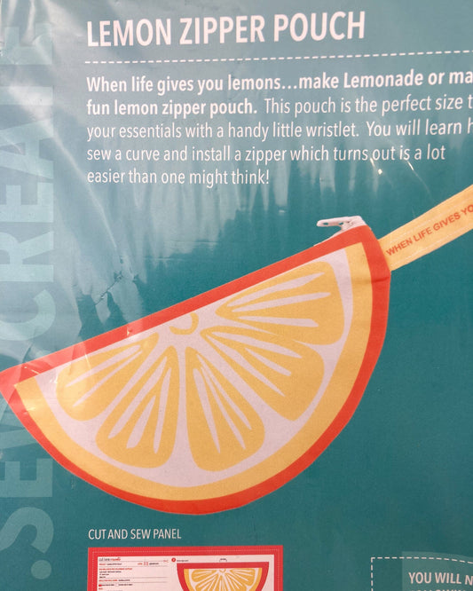 Moda Cut Sew Create Kit: Lemon Zipped Pouch/Wristlet