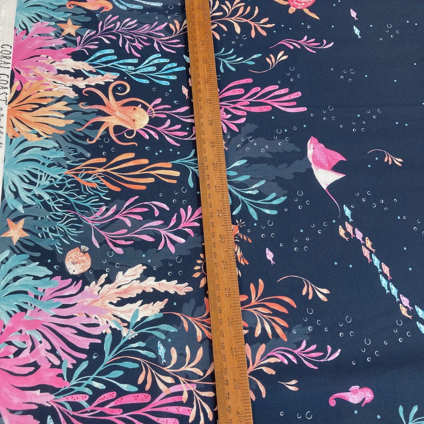 Dashwood Studio Quilting Cotton 'Coral Coast' Seascape - Double Border