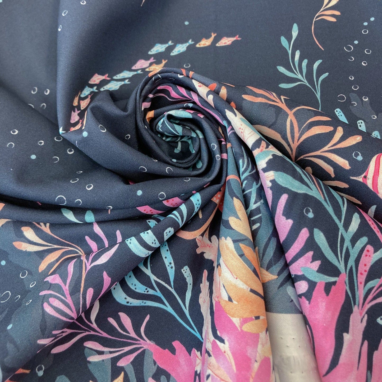 Dashwood Studio Quilting Cotton 'Coral Coast' Seascape - Double Border