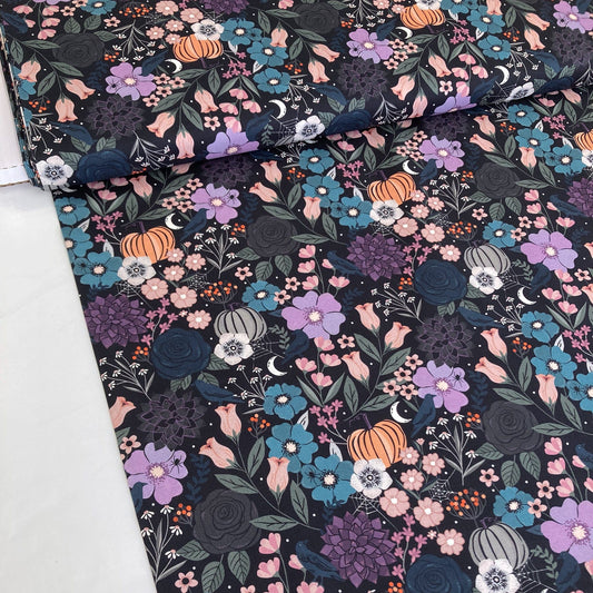 25cm Piece Dashwood Studio Quilting Cotton 'Spellbound' Spooky Floral