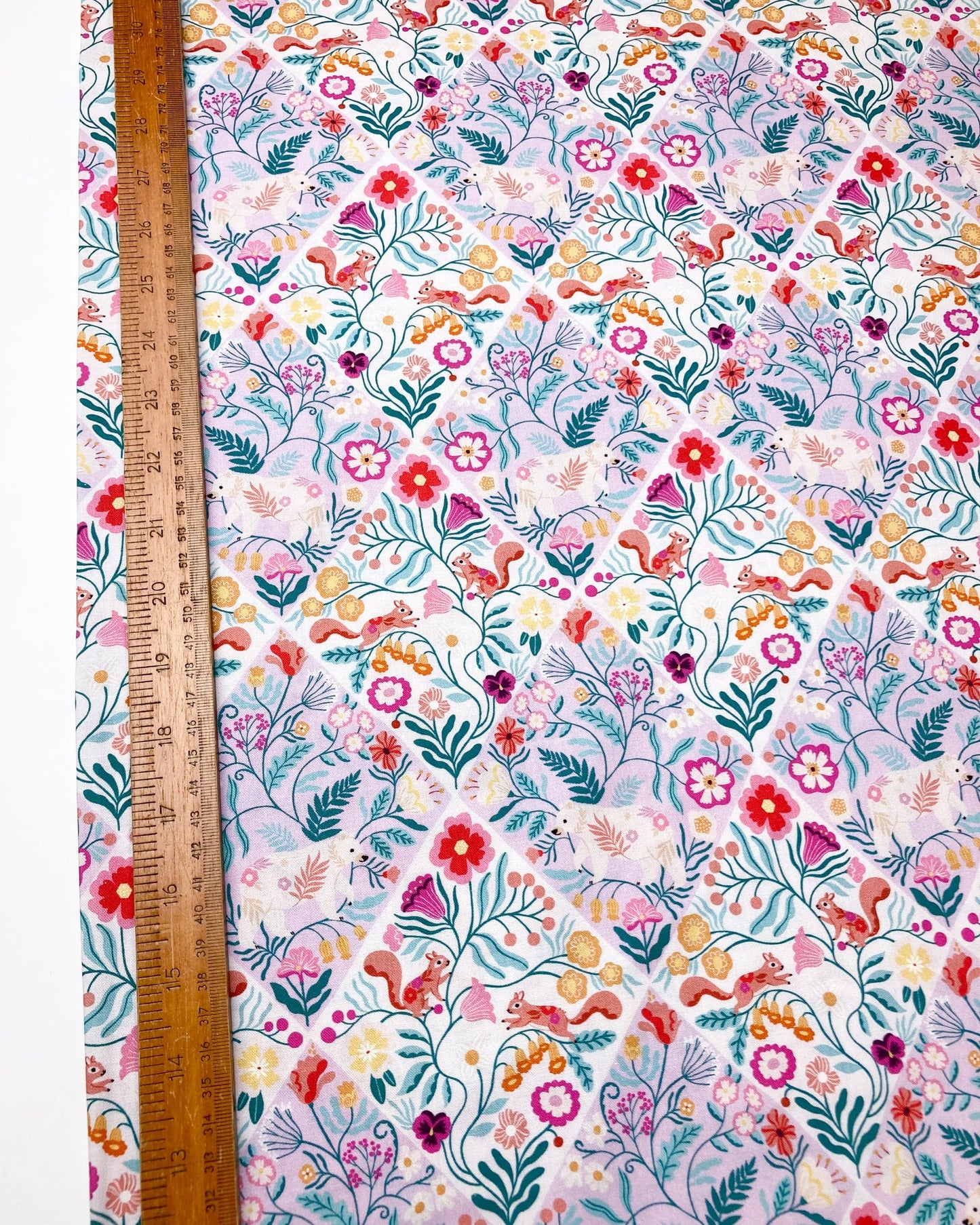 Dashwood Studio Quilting Cotton 'Wild Folk' Woodland Diamonds
