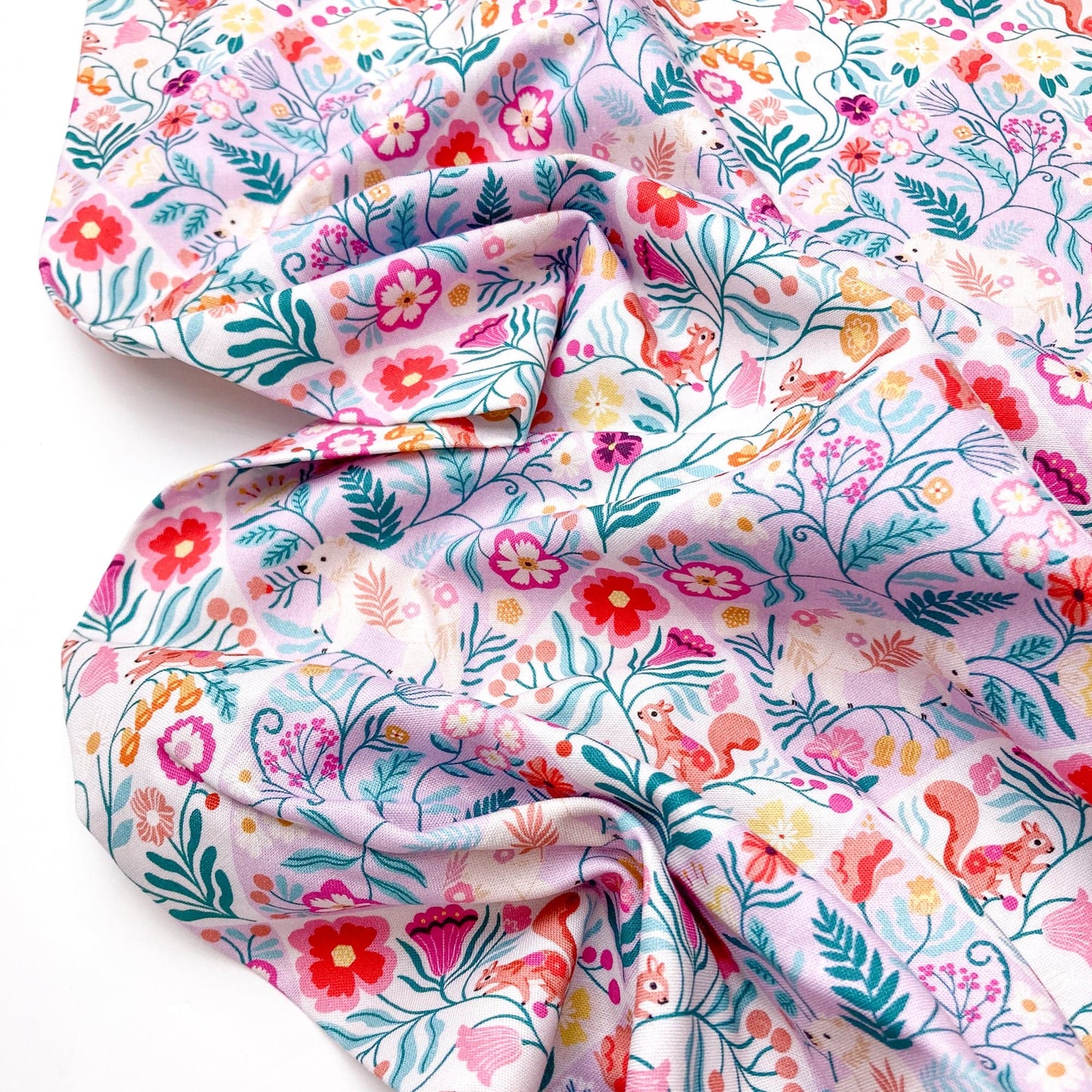 Dashwood Studio Quilting Cotton 'Wild Folk' Woodland Diamonds