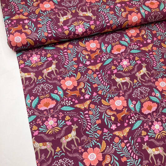 Dashwood Studio Quilting Cotton 'Wild Folk' Woodland Floral