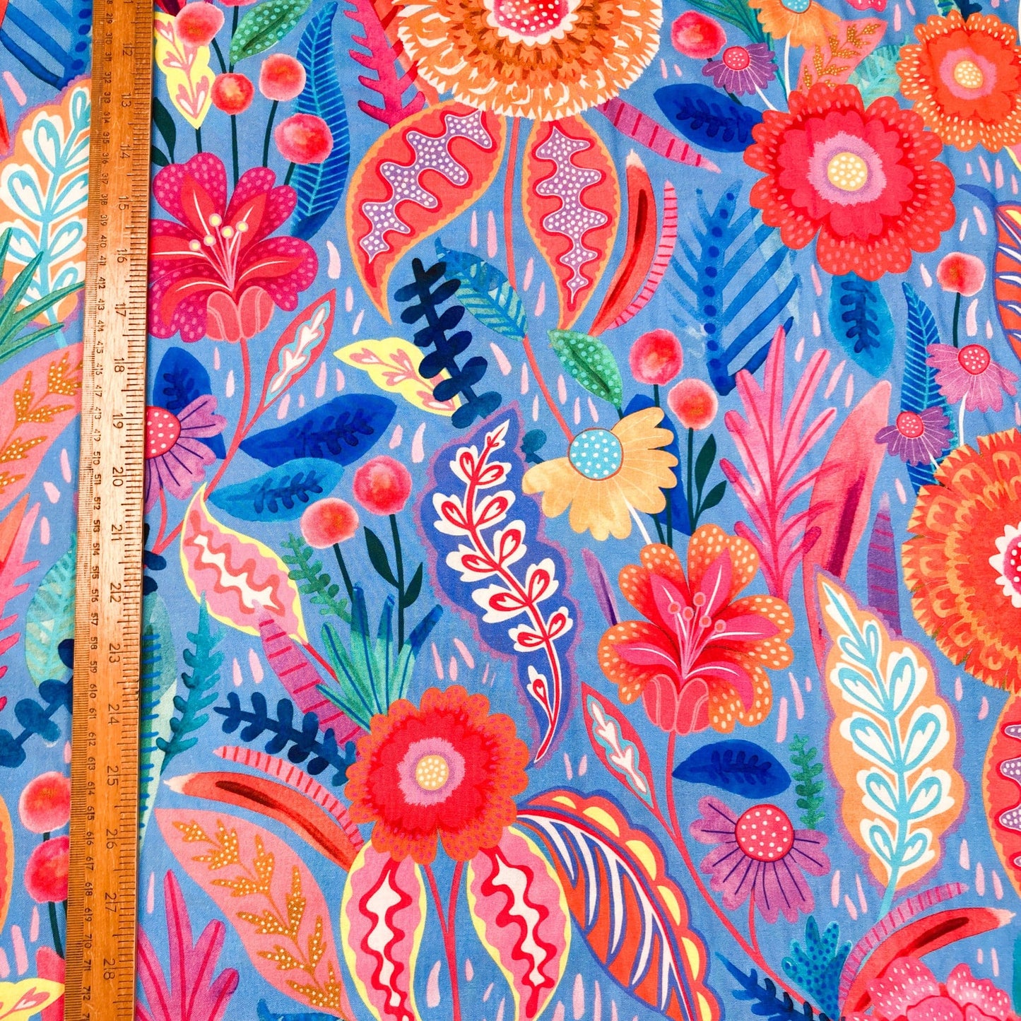 30cm Piece Dashwood Studio Rayon 'Neon Bloom Cobalt'