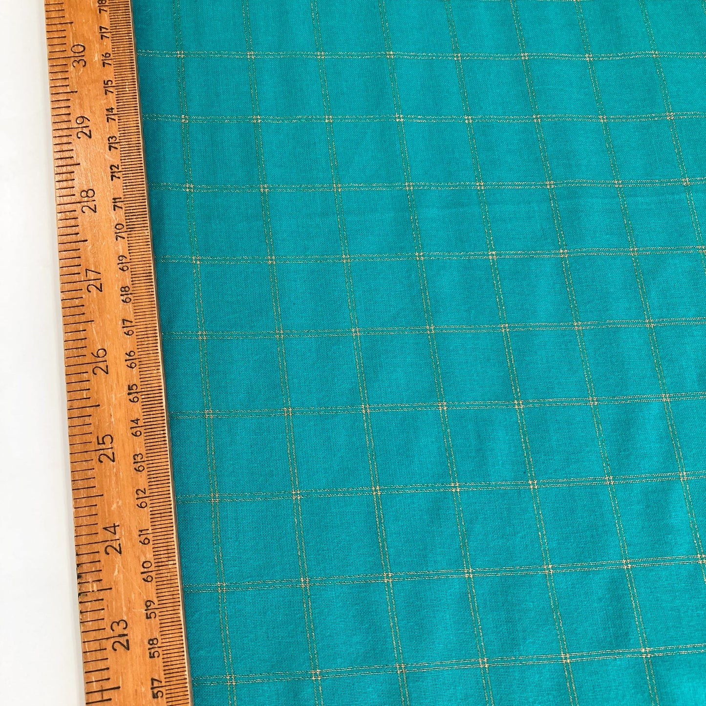 Deadstock Indian Cotton Lurex Check in Turquoise