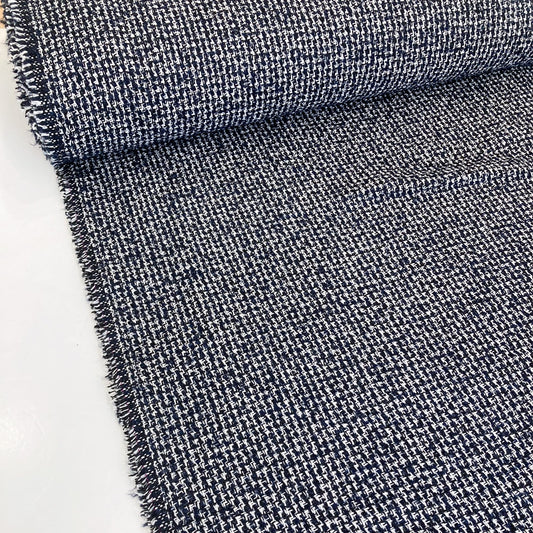 Deadstock: Wool Mix Bouclé in Navy and White