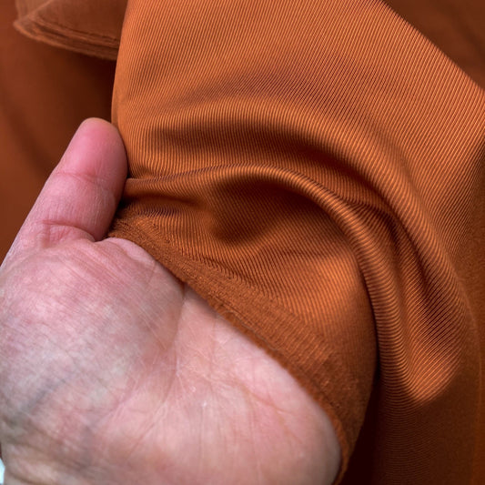 Designer Deadstock Lining Fabric: Viscose Mix Twill in Rust