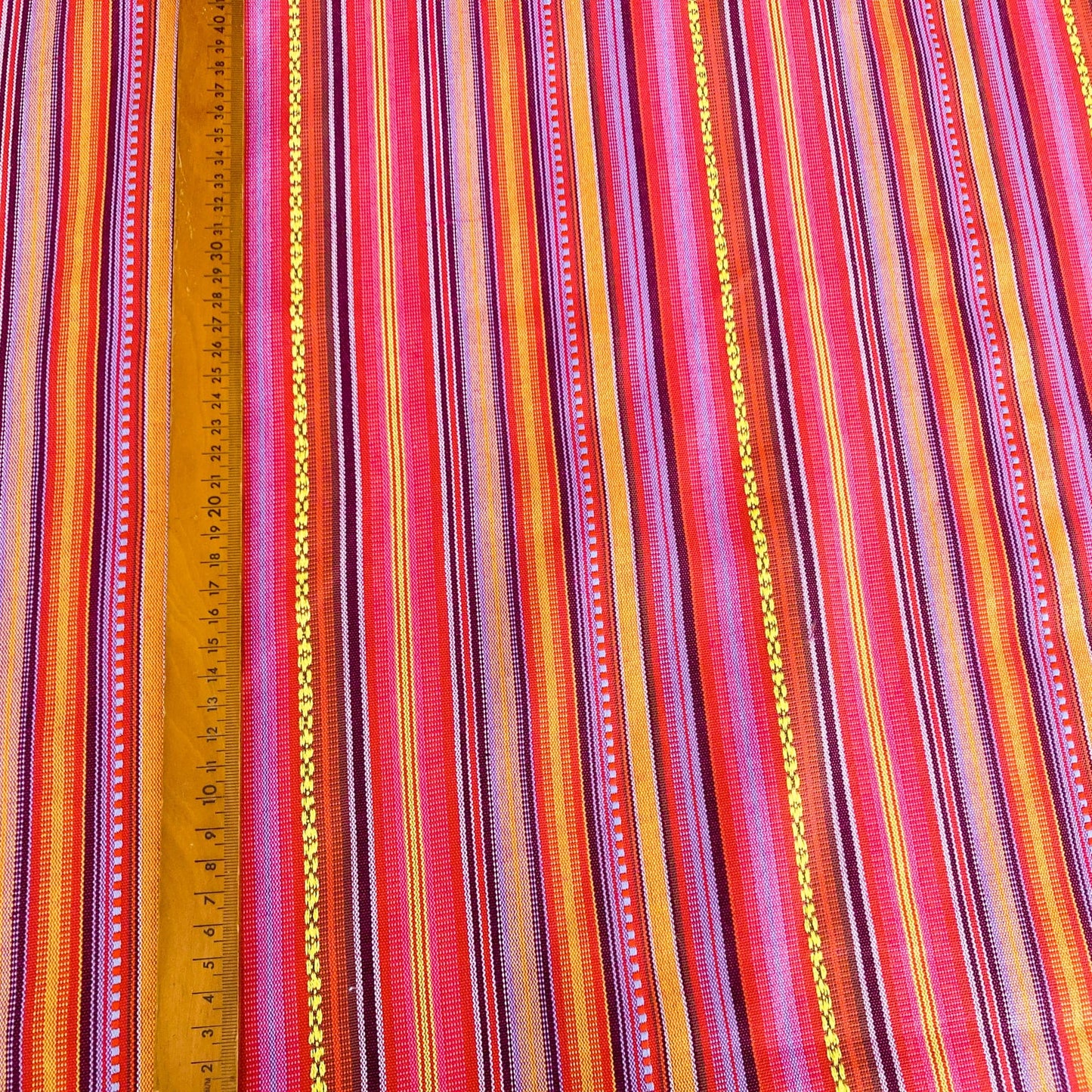 Aztec Jacquard Stripe Fabric in Bright Pink & Orange