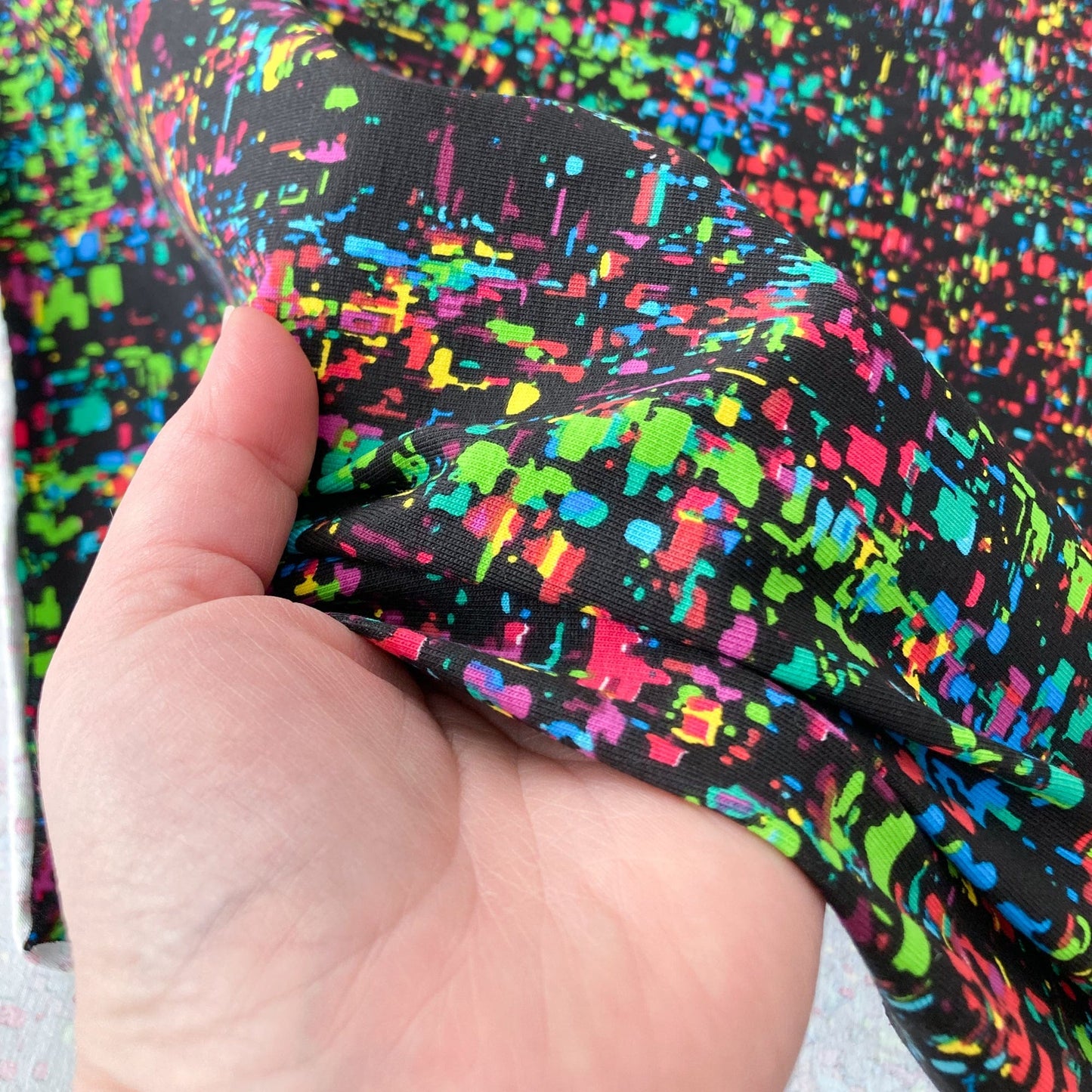 Cotton Jersey with Pixel Print