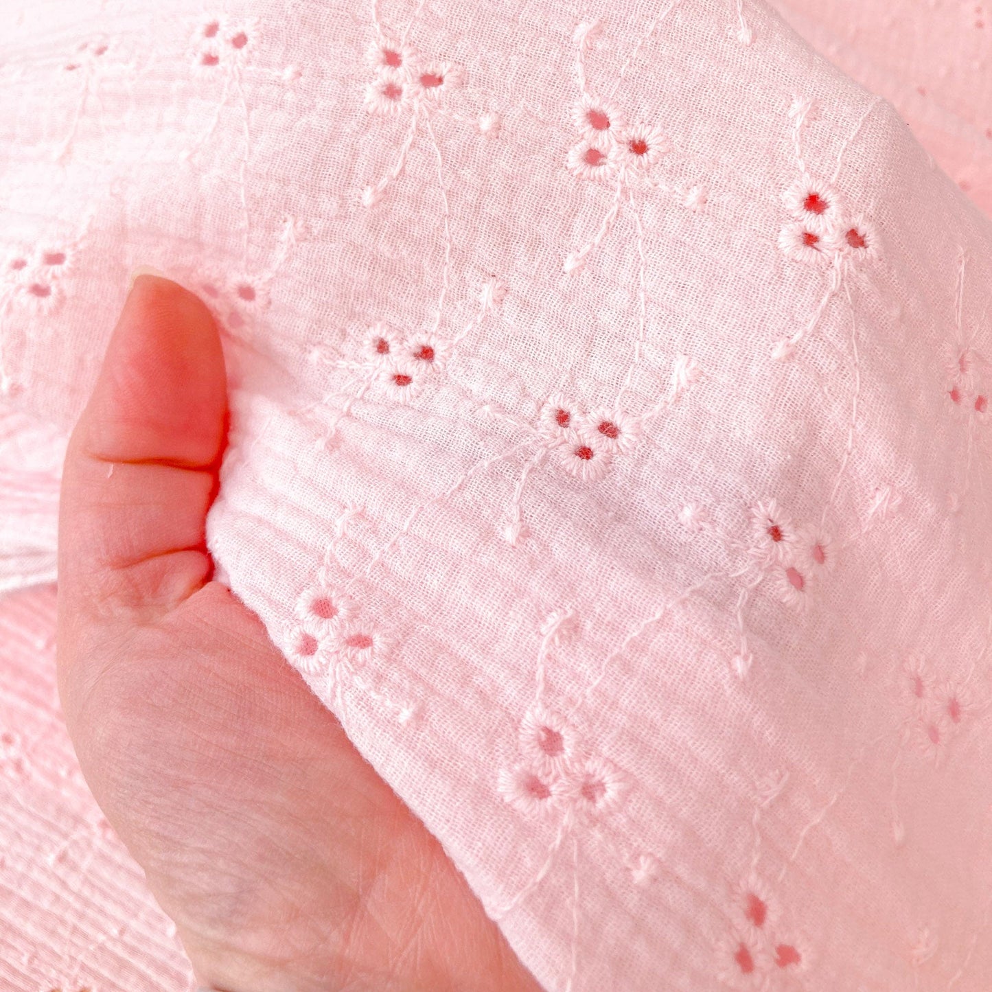 Embroidered Cotton Double Gauze in Pink