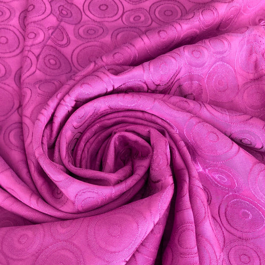 90cm Piece Viscose Jacquard in Magenta with Circle Design