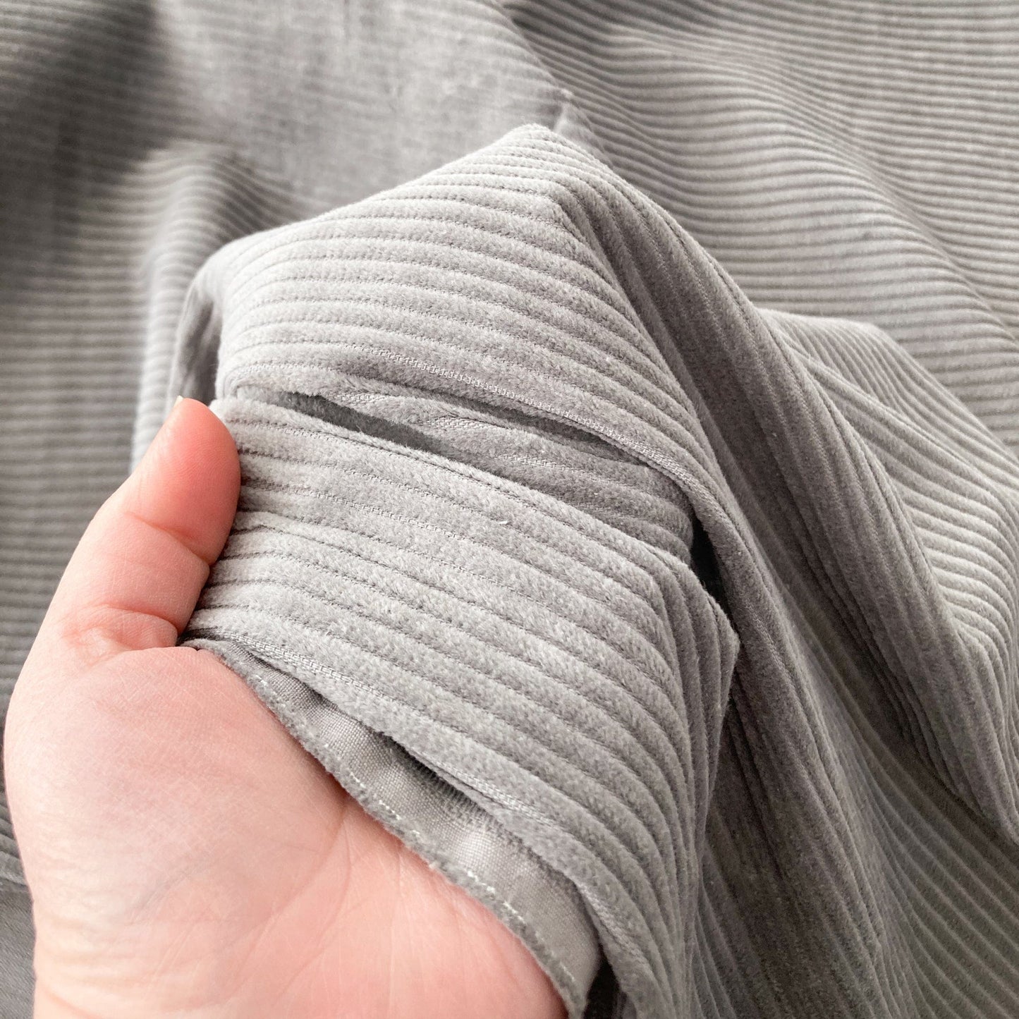 Washed Cotton Jumbo Corduroy in Grey