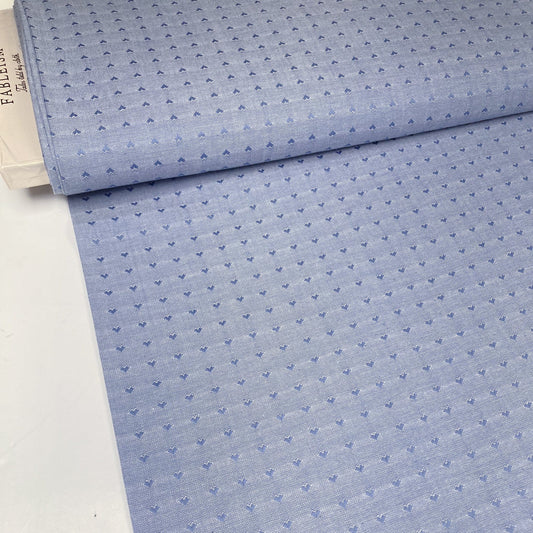 Fableism 'Queen of Hearts' Woven Cotton 'Dobby Hearts' in Alice Blue