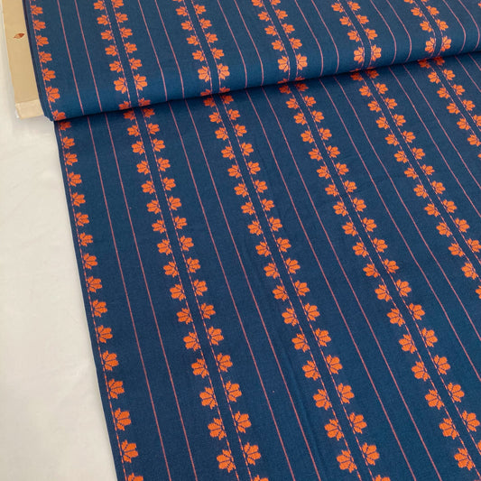 Fableism 'Fine & Dandy' Woven Cotton 'Navy Spice Deco Stripe'