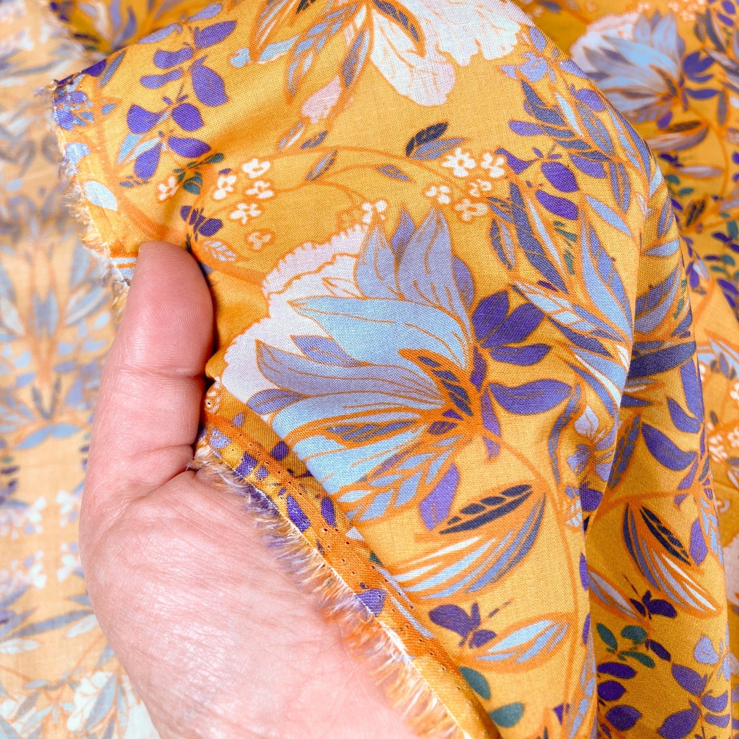 Fabric Freedom Cotton Lawn 'Mustard Floral'