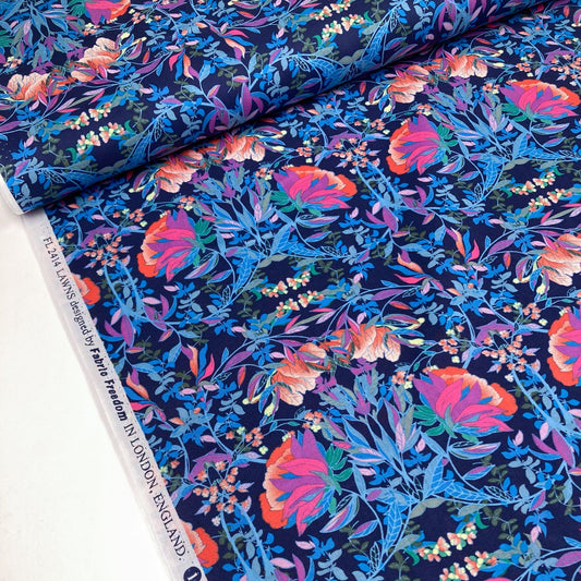 Fabric Freedom Cotton Lawn 'Navy Floral'