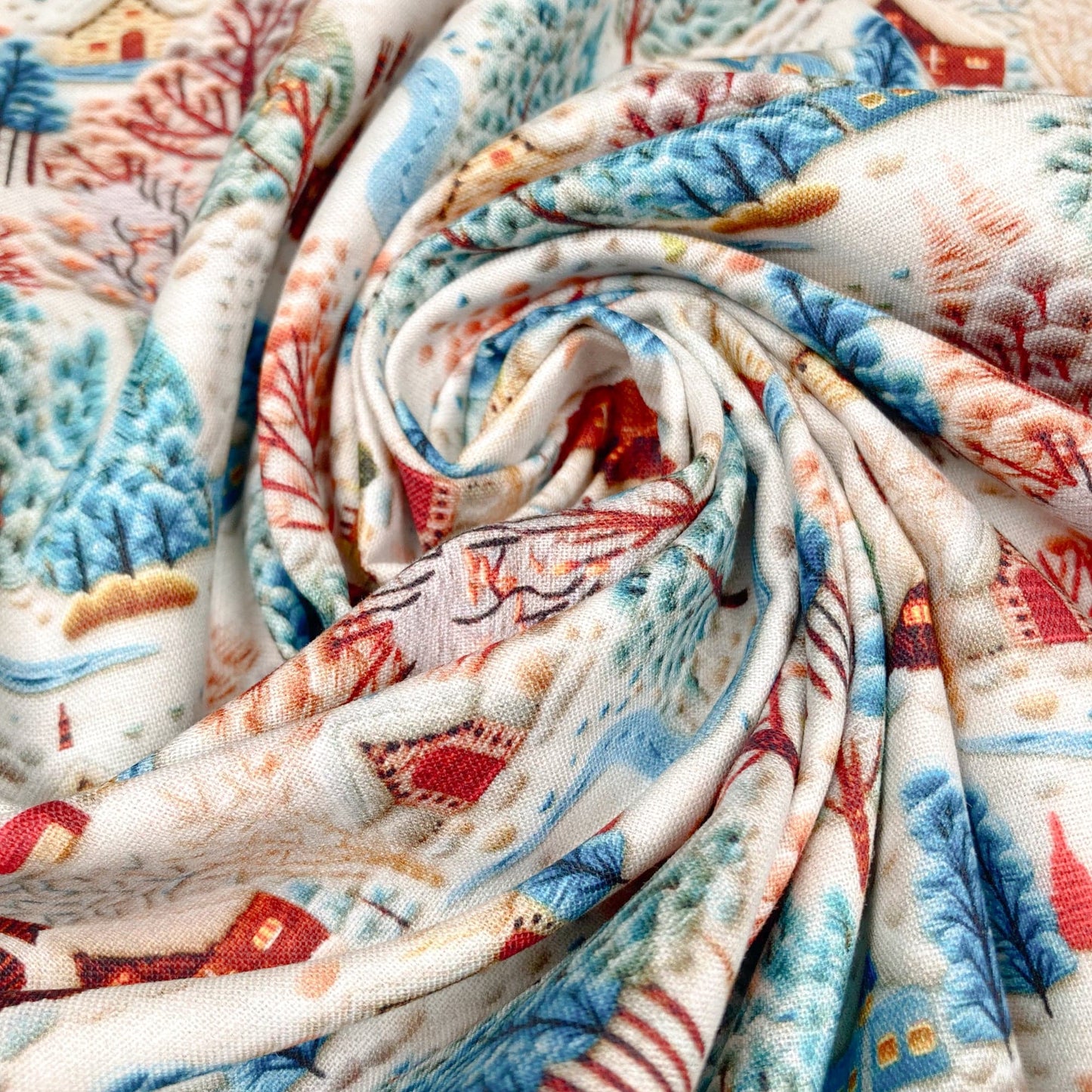 Fabric Freedom Quilting Cotton 'Embroidered Hamlet' 3D