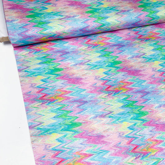 Fabric Freedom Quilting Cotton 'Zig Zags Pastel'