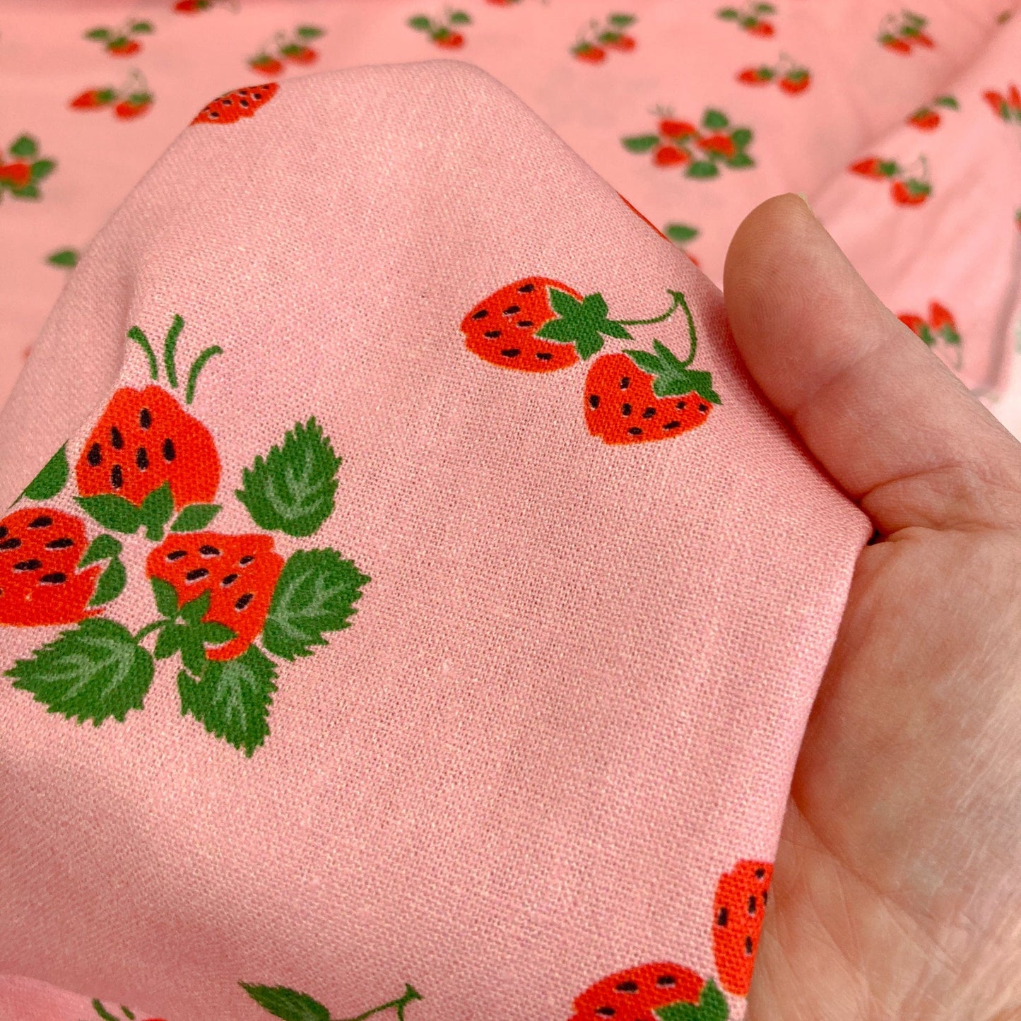 Fabric Godmother Linen & Viscose Mix 'Strawberry Fayre'