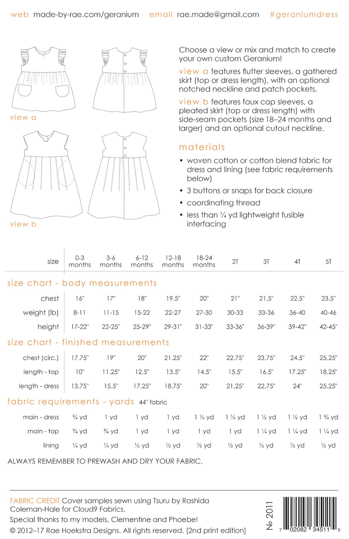 Made by Rae: Geranium Children's Dress/Expansion Pack