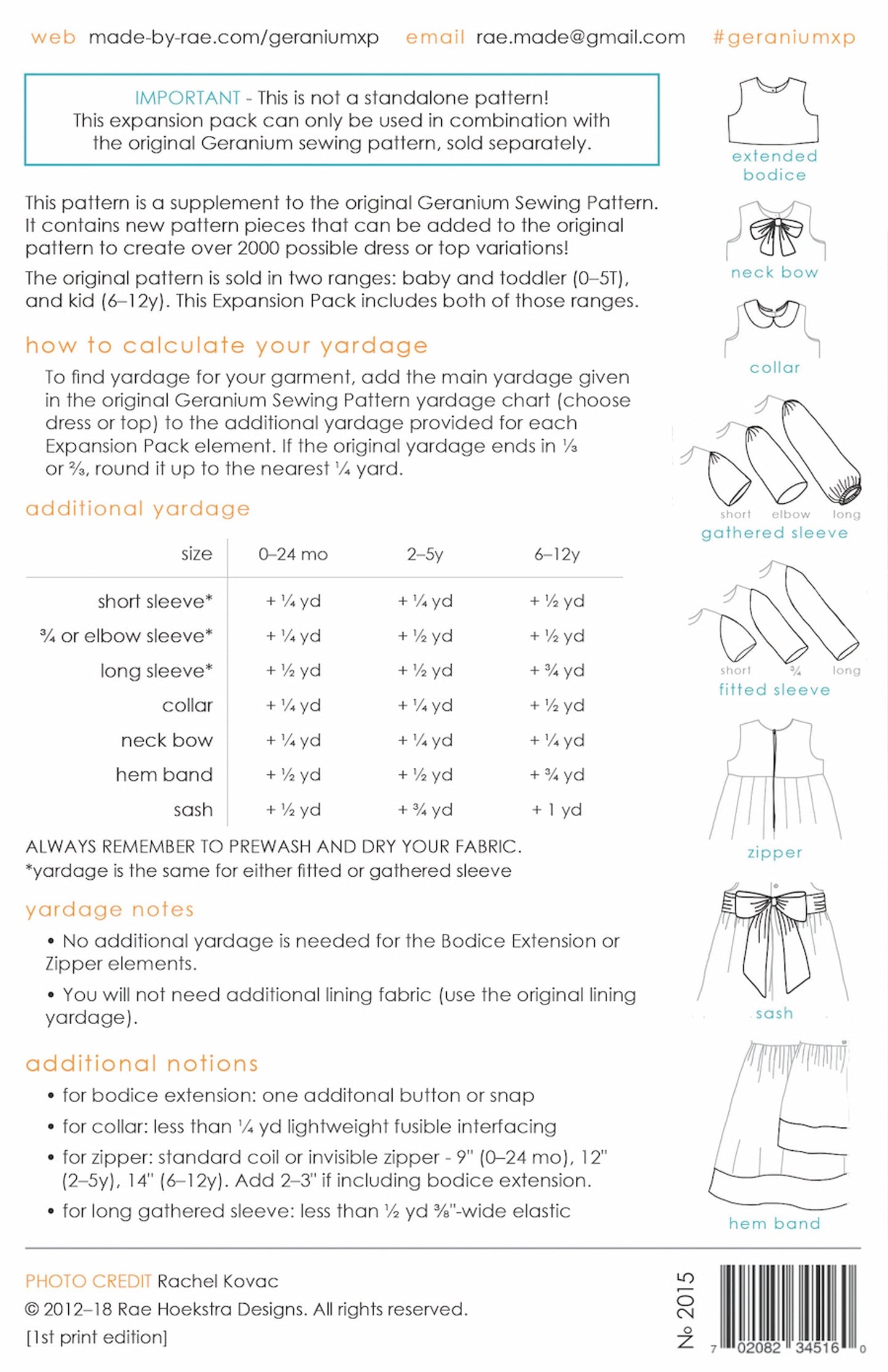 Made by Rae: Geranium Children's Dress/Expansion Pack