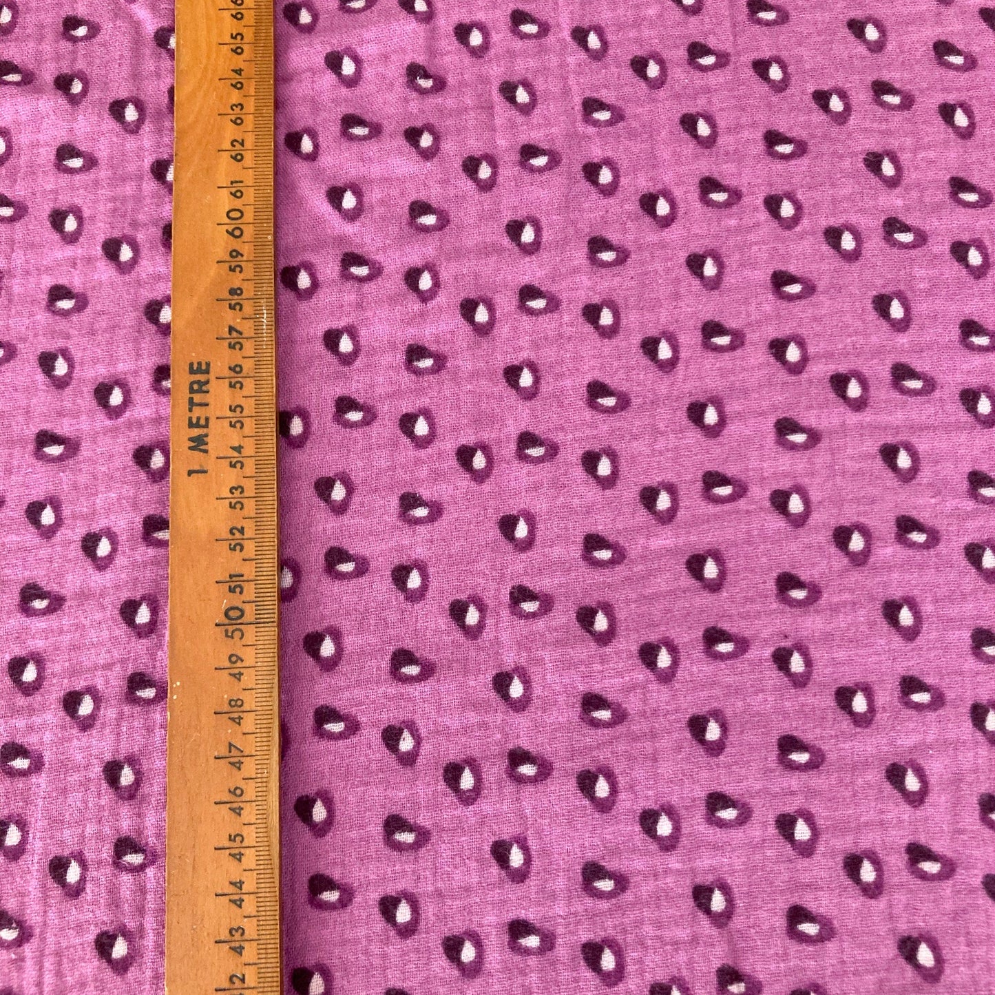 60cm Piece Cotton Double Gauze in Magenta with Irregular Spot Print