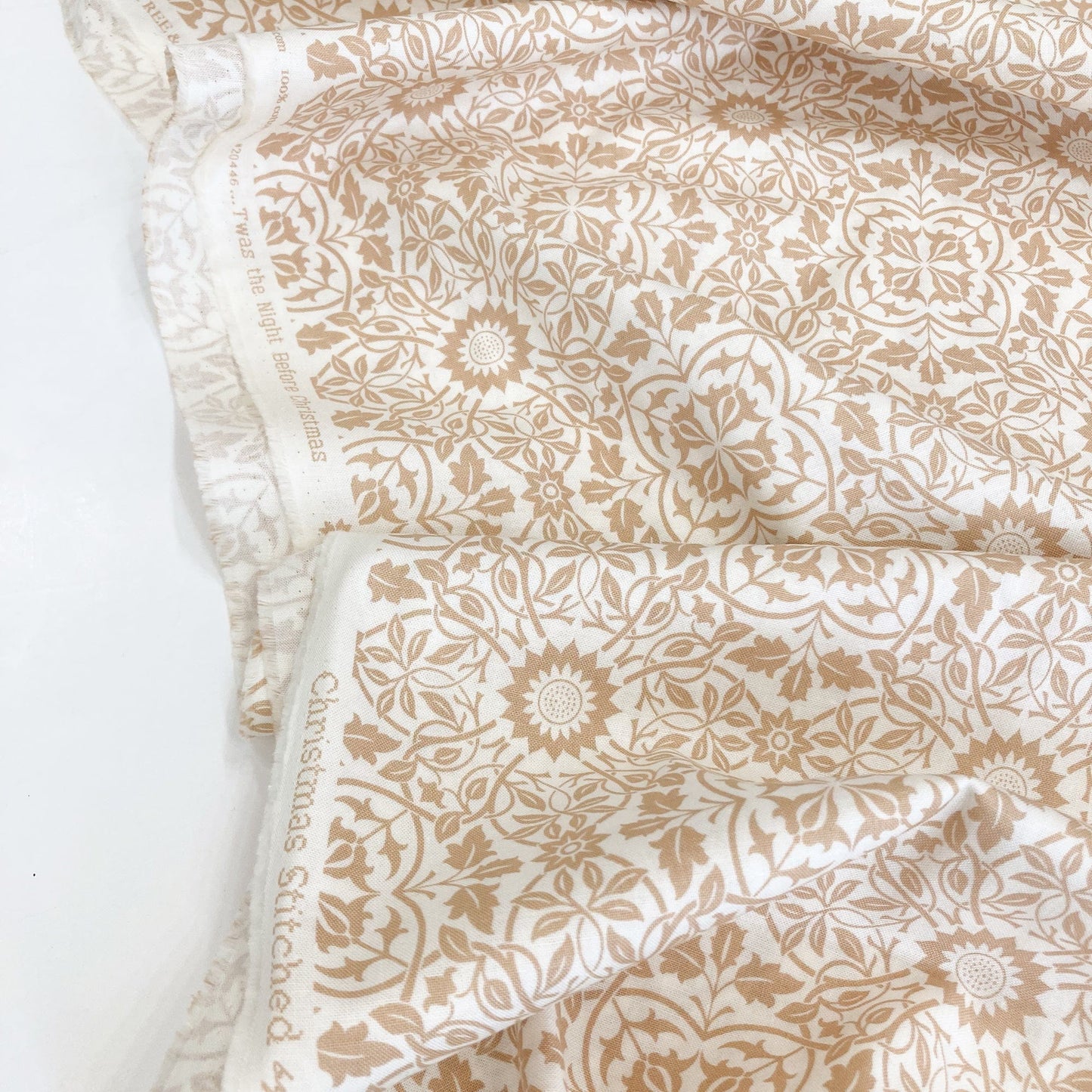 Moda Quilting Cotton 'Christmas Stitched' in Linen