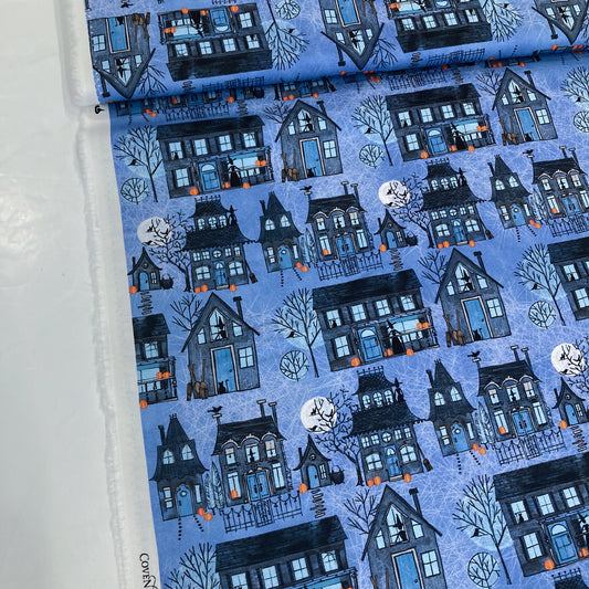 Moda 'Coven' Quilting Cotton 'Witch Village' in Dusk