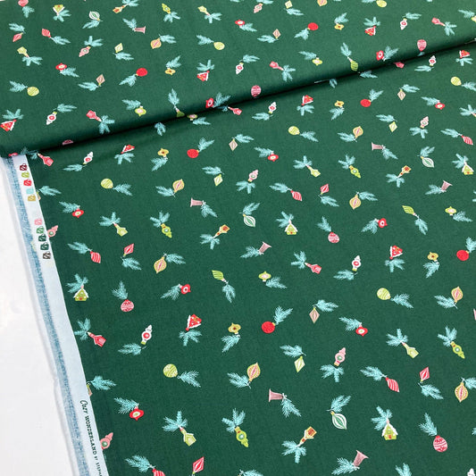 Moda 'Cozy Wonderland' Quilting Cotton 'Ornaments' in Pine