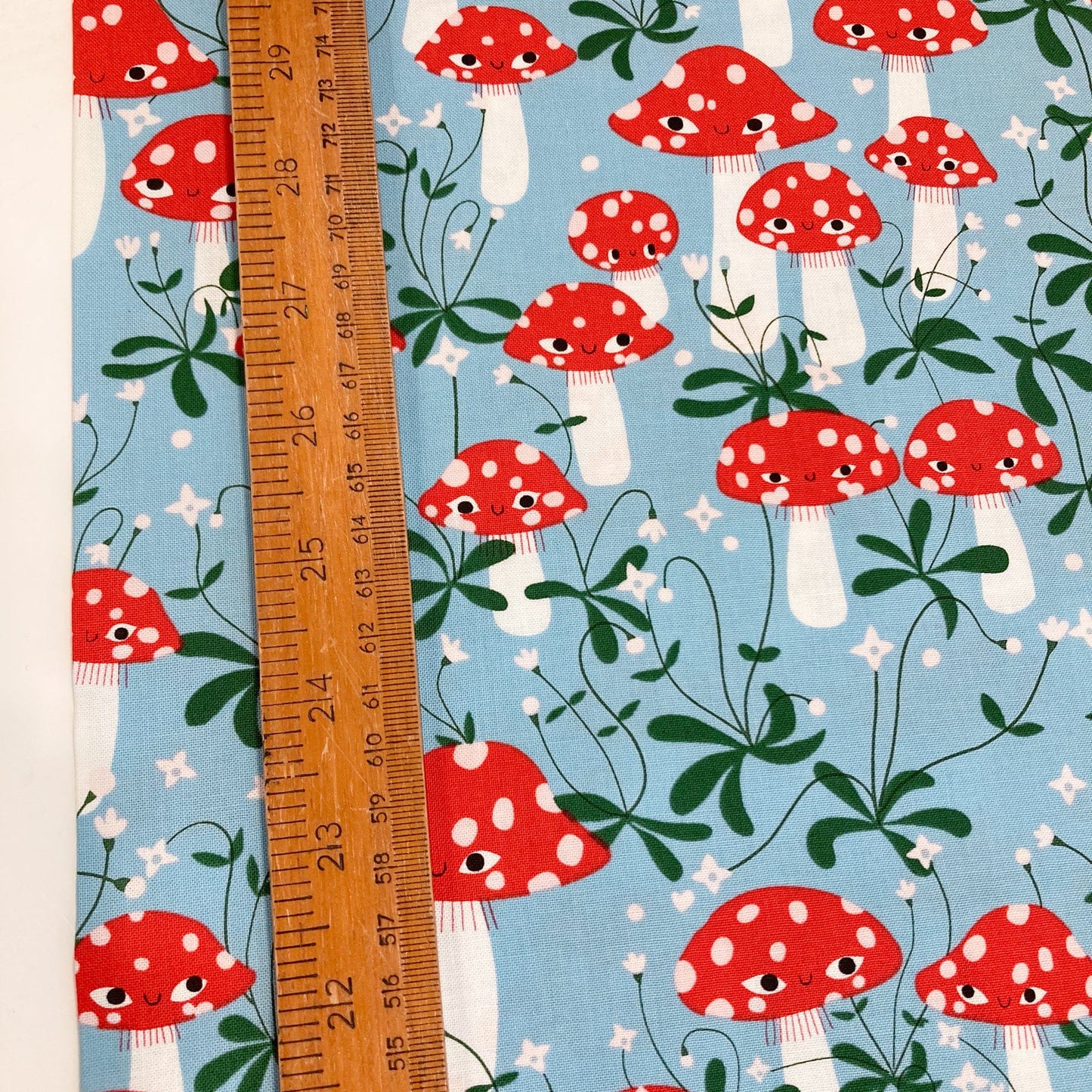 Moda 'Funny Valentine' Quilting Cotton 'Mushrooms' in Sky