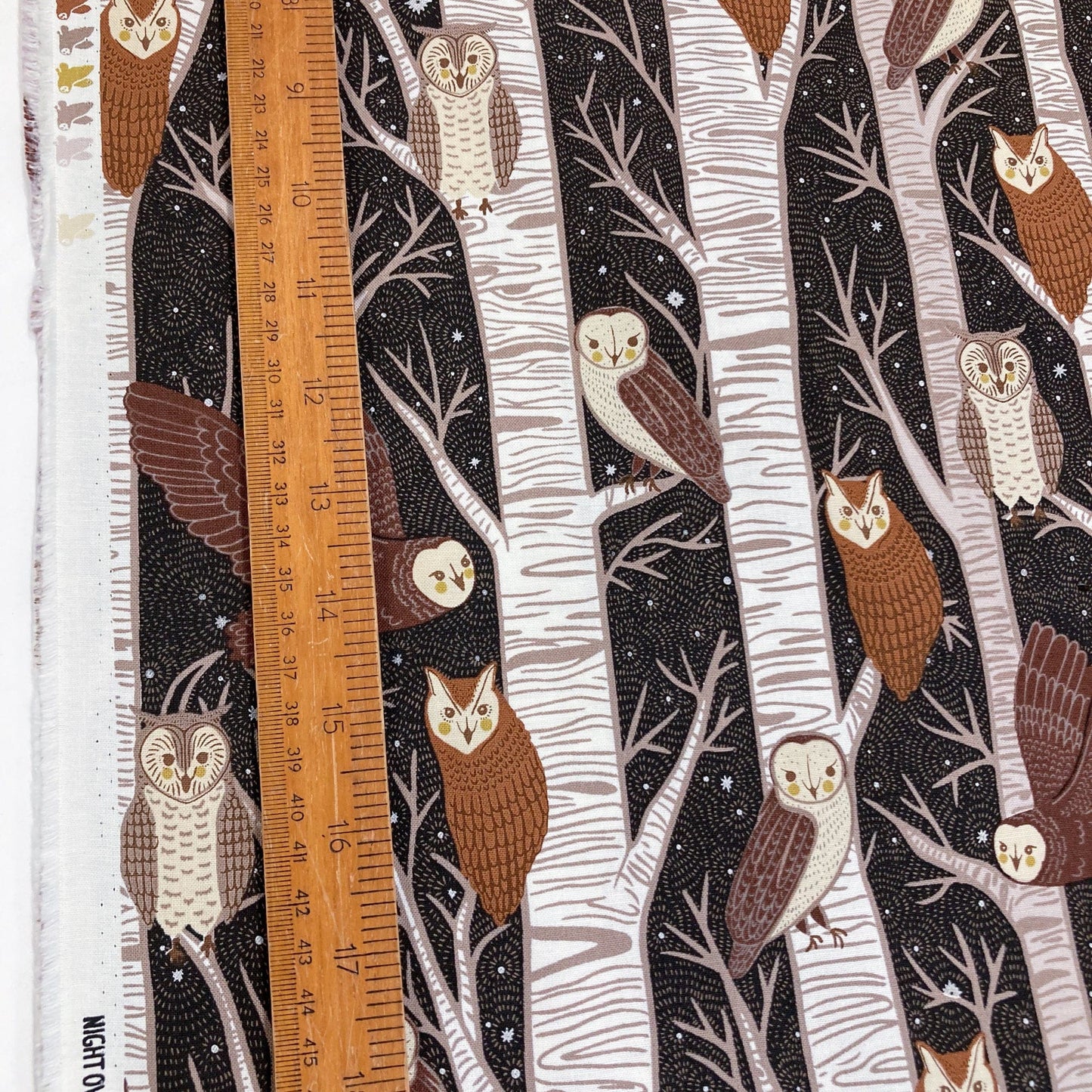 Moda 'Night Owl' Quilting Cotton 'Silver Birch' in Midnight